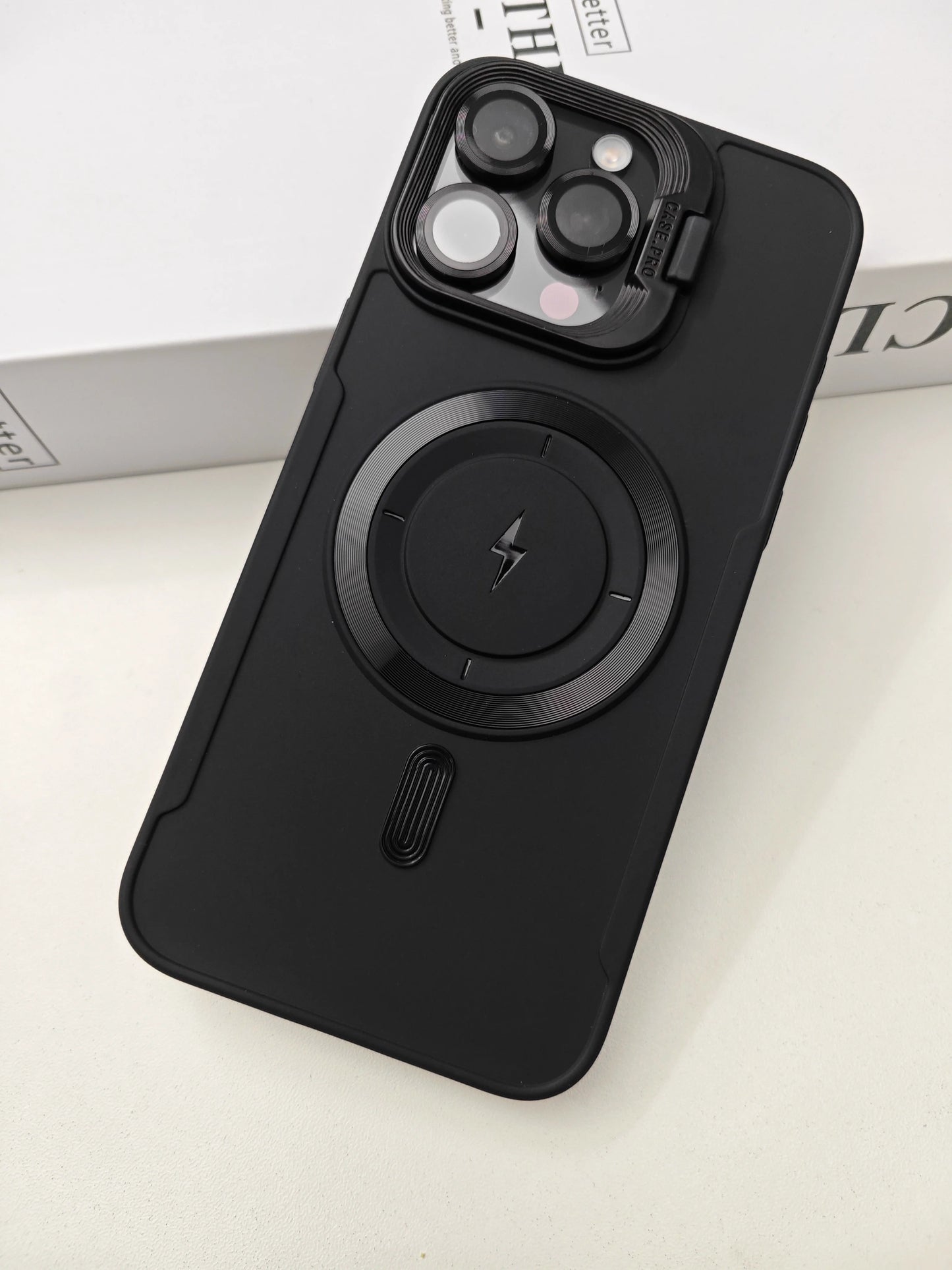 🖤 Case for Joy: Matte Black Magnetic Case with Folding Bracket For iPhone 14 Series 🖤