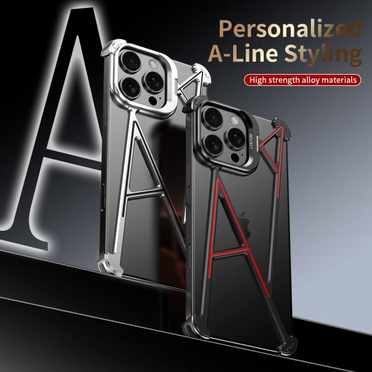 For iPhone 14 Series Four Corner Shockproof Lens Bracket Hollow Metal Phone Case(Titanium)