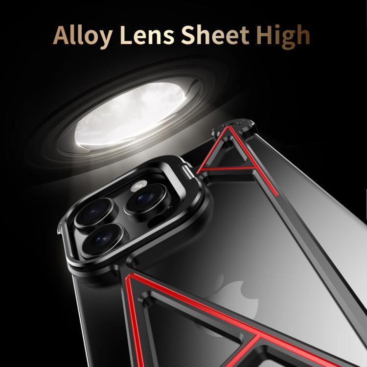 For iPhone 14 Series Four Corner Shockproof Lens Bracket Hollow Metal Phone Case(Titanium)