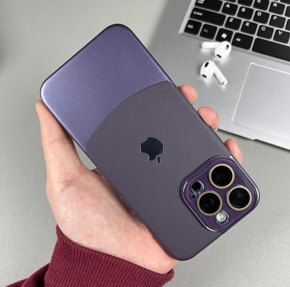 iPhone 15 Series Two-tone leather acrylic lens protective case
