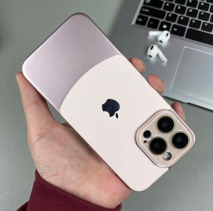 iPhone 15 Series Two-tone leather acrylic lens protective case