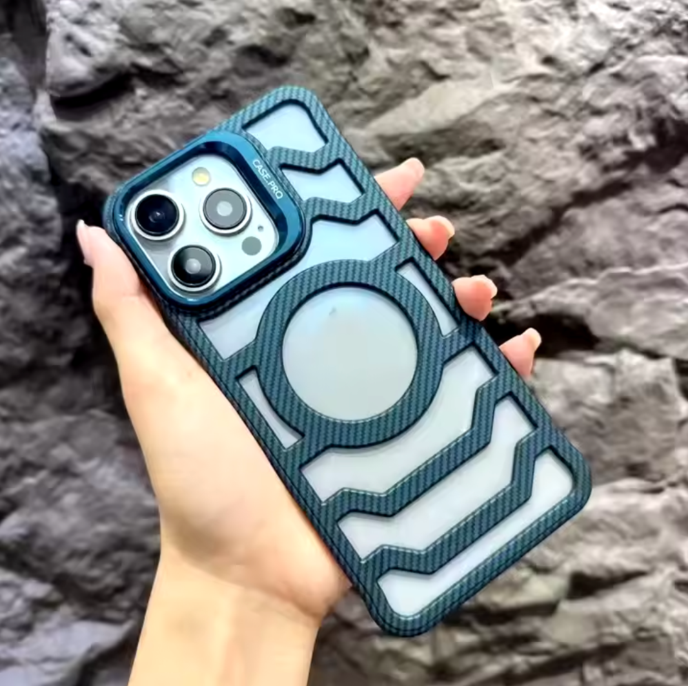iPhone 16 Carbon Fiber Texture with Kickstand Phone Protection