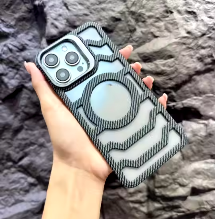 iPhone 16 Carbon Fiber Texture with Kickstand Phone Protection