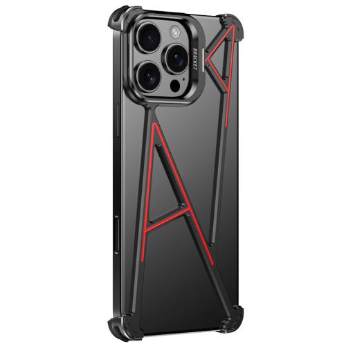 For iPhone 14 Series Four Corner Shockproof Lens Bracket Hollow Metal Phone Case(Titanium)