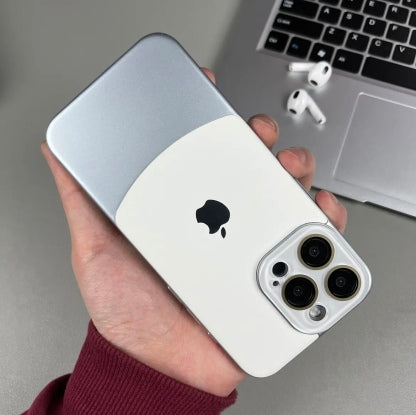 iPhone 15 Series Two-tone leather acrylic lens protective case