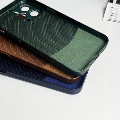 iPhone 15 Series Two-tone leather acrylic lens protective case