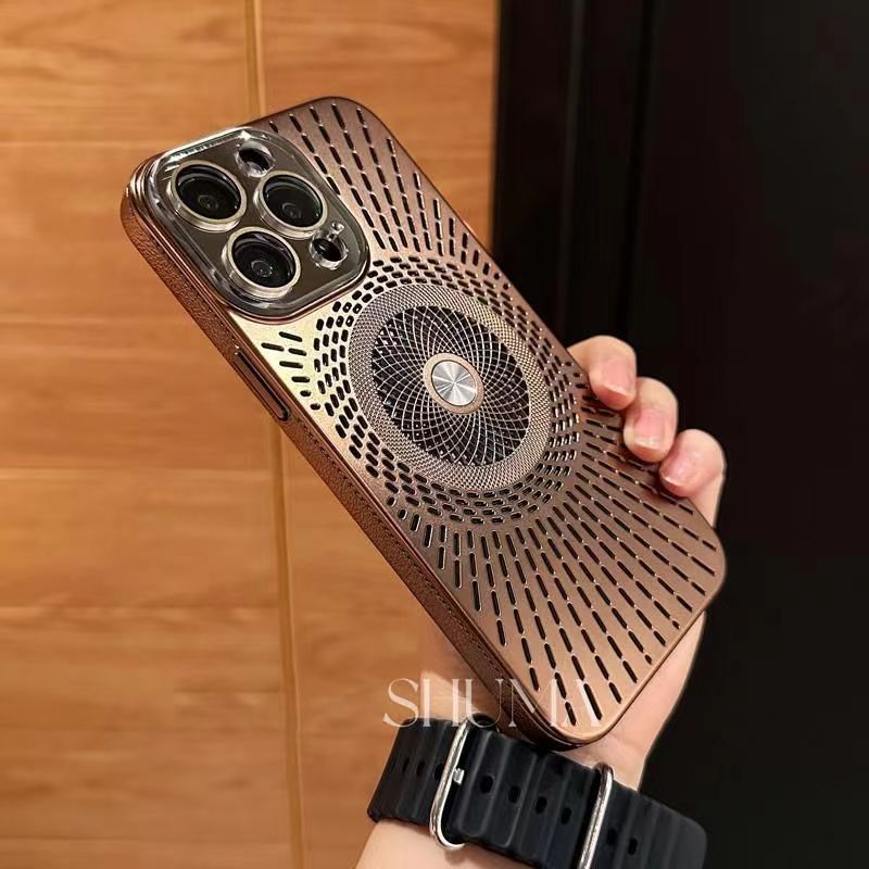 Ice-feeling hollow heat dissipation magnetic charging lens iPhone Case