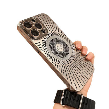 Ice-feeling hollow heat dissipation magnetic charging lens iPhone Case