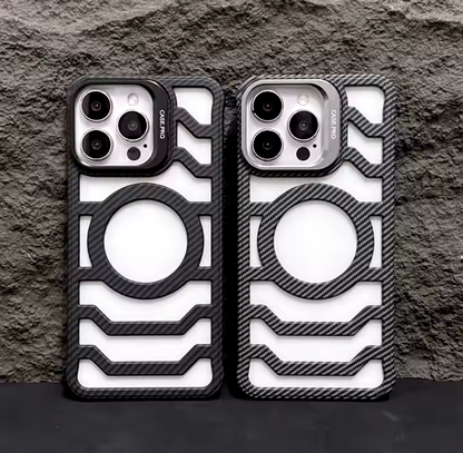 iPhone 16 Carbon Fiber Texture with Kickstand Phone Protection